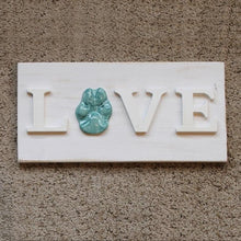 Load image into Gallery viewer, Love Custom Ceramic Dog Paw Print Wooden Sign
