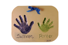 Load image into Gallery viewer, Sibling Clay Handprint Keepsake - Memories In Clay
